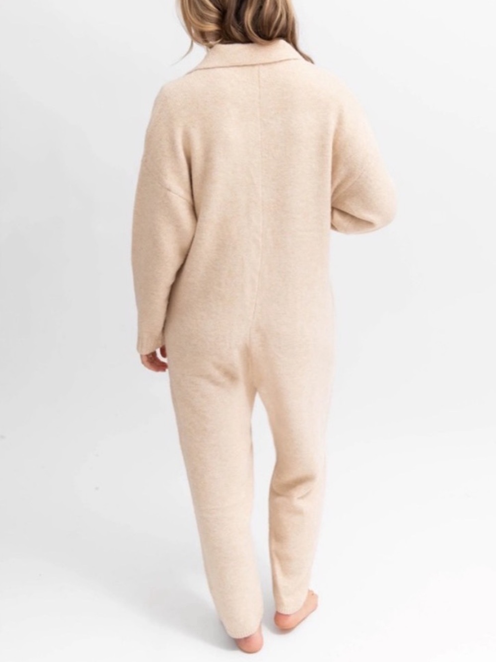 NWT SMASH + TESS Florence Fleece Collared Oversized Jumpsuit in Birch Med/Large - Picture 2 of 8